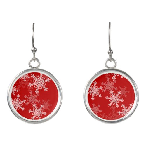 Cute red and white Christmas snowflakes Earrings