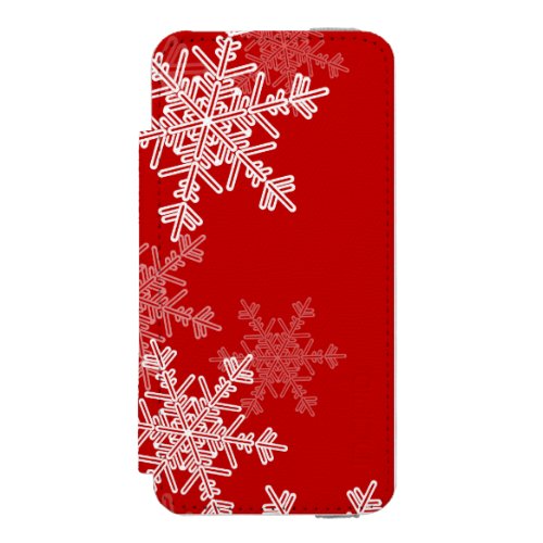 Cute red and white Christmas snowflakes iPhone SE55s Wallet Case