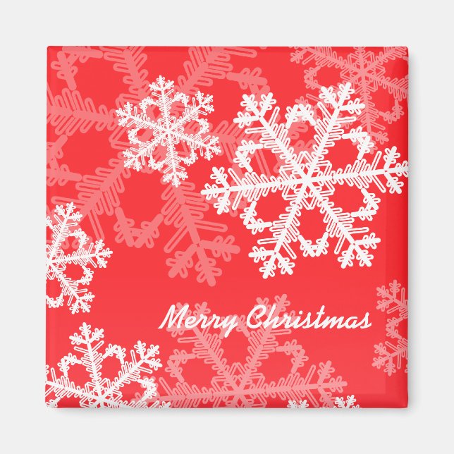 Cute red and white Christmas snowflakes Magnet (Front)