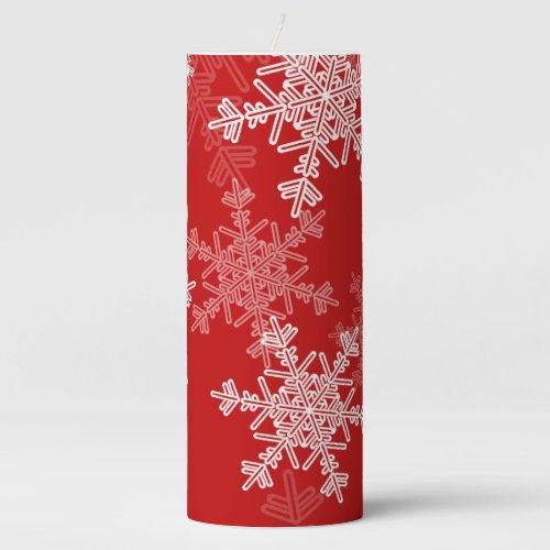 Cute red and white Christmas snowflakes Pillar Candle