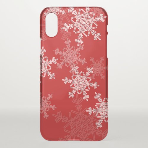 Cute red and white Christmas snowflakes iPhone X Case