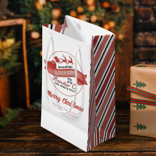 Cute Red and White Custom Christmas Small Gift Bag