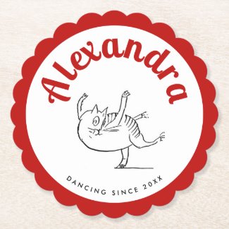 Cute Red And White Edward Lear Cat Dance Party