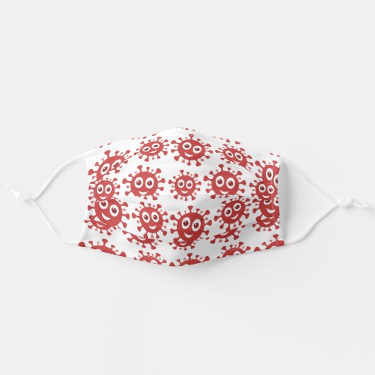 Cute Red And White Germ Virus Adult Cloth Face Mask (Front, Unfolded)