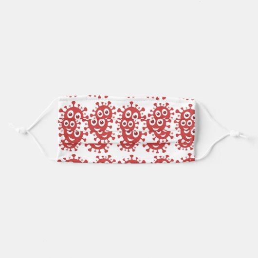 Cute Red And White Germ Virus Adult Cloth Face Mask (Front, Folded)