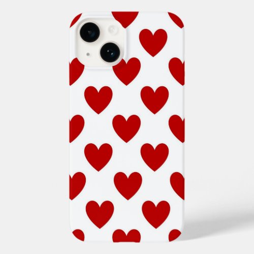 Cute Red and White Hearts Pattern Case_Mate iPhone 14 Case