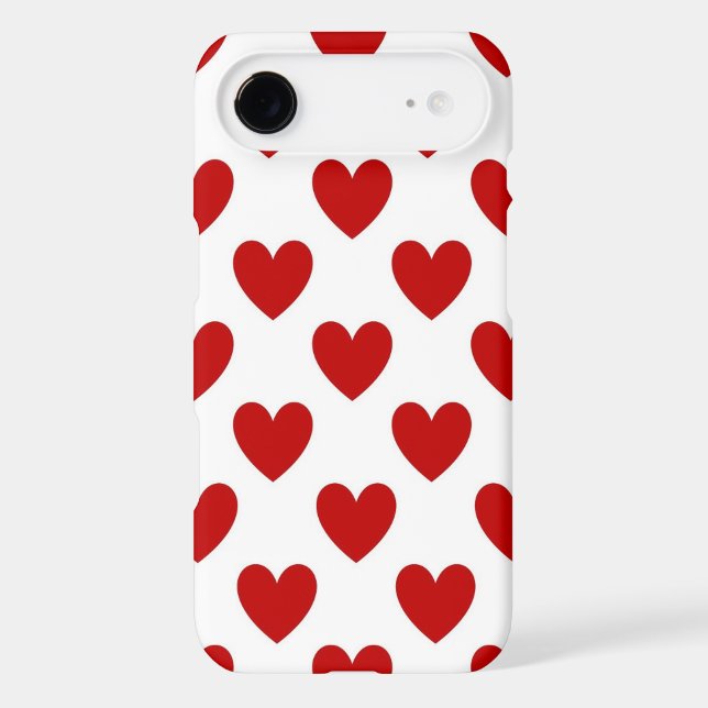 Cute Red and White Hearts Pattern Iphone Case (Back)