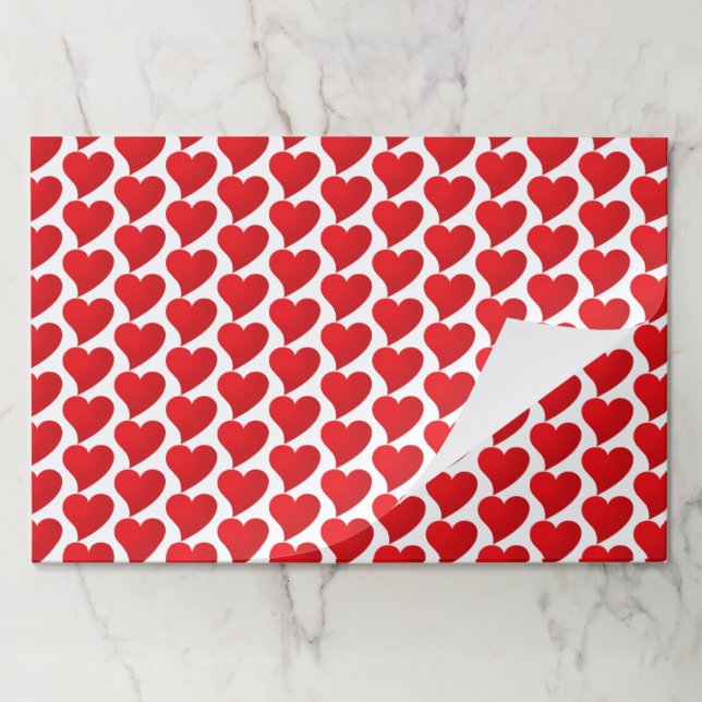 Cute red and white hearts pattern paper placemats (Folded)
