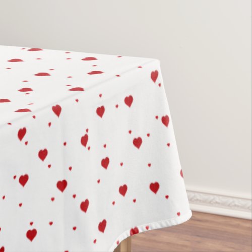 Cute Red And White Hearts Pattern Tablecloth