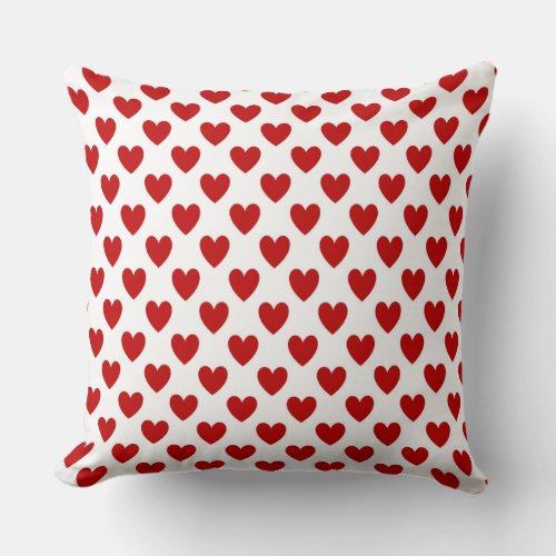 Cute Red and White Hearts Pattern Throw Pillow