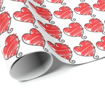 Cute Red and White Hearts Valentine Wrapping Paper