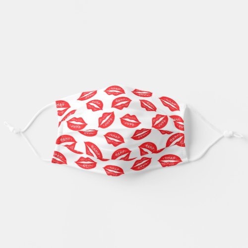 Cute Red And White Lipstick Kisses Adult Cloth Face Mask