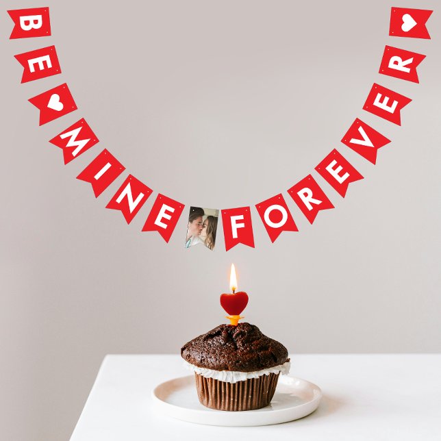 Cute Red And White Love Engagement Propose Photo Bunting Flags (Creator Uploaded)