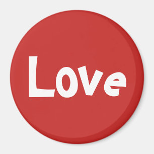 Cute Red and White Love Word Design Magnet