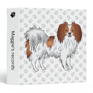 Cute Red And White Phalène Dog With Gray Paws 3 Ring Binder