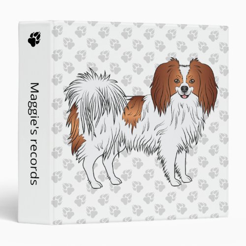 Cute Red And White Phalne Dog With Gray Paws 3 Ring Binder