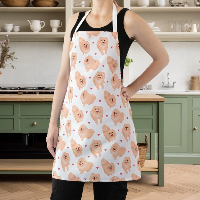 Cute Red And White Pomeranian Pet Apron (Creator Uploaded)