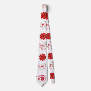 Cute Red and White Ribbon   White Background Neck Tie