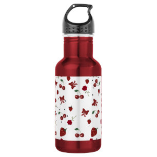 cute red and white stainless steel water bottle