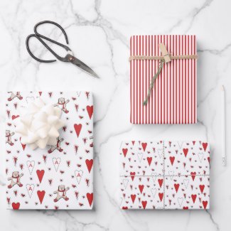 Cute Red and White Teddy Bear & Heart Valentines