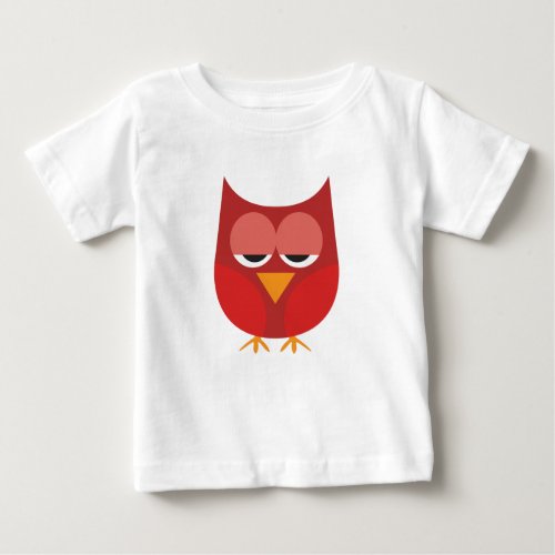 Cute Red And Yellow Cartoon Owl Baby T_Shirt