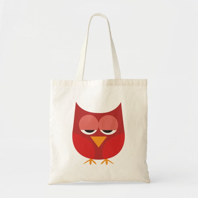 Cute Red And Yellow Cartoon Owl Tote Bag (Front)