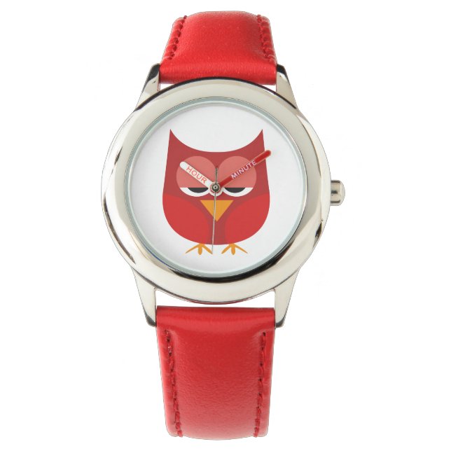 Cute Red And Yellow Cartoon Owl Watch (Front)