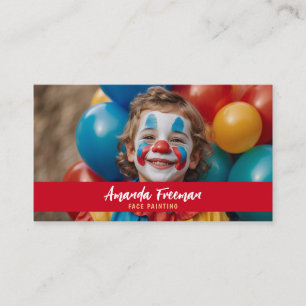 Cute Red and Yellow Clown Face Painting Business Card