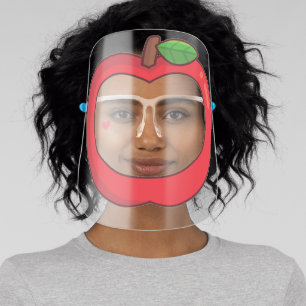 Cute Red Apple and Tiny Heart Face Shield