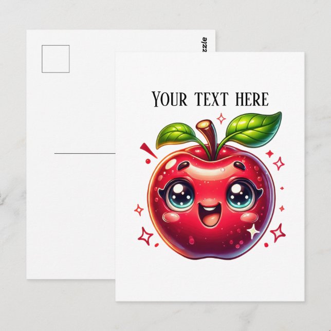 Cute red apple customizable  postcard (Front/Back)