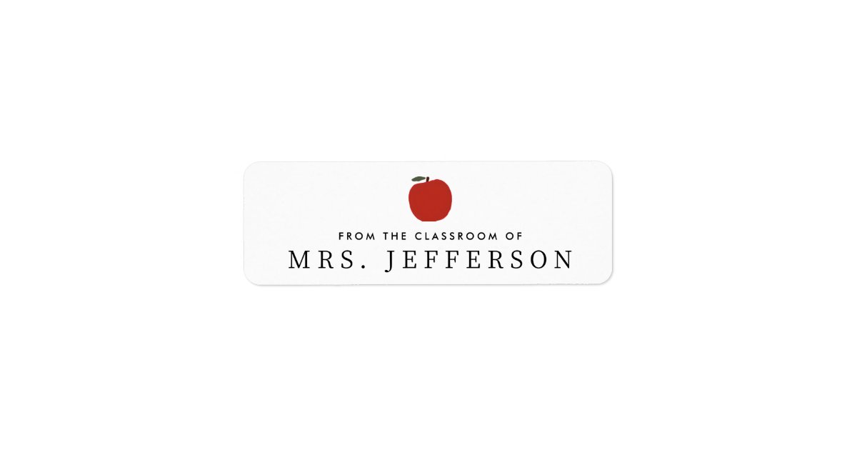 Cute Red Apple From the classroom of Teacher's Label | Zazzle