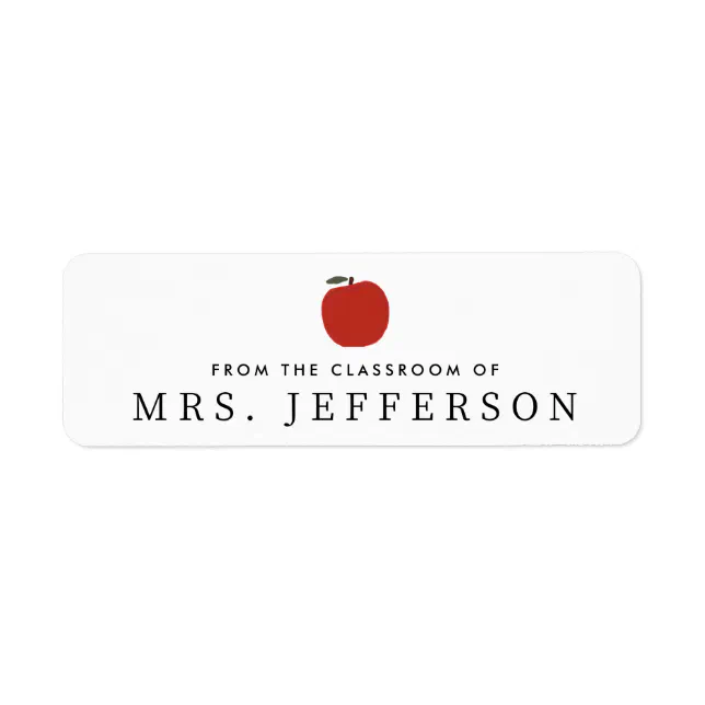 Cute Red Apple From the classroom of Teacher's Label | Zazzle