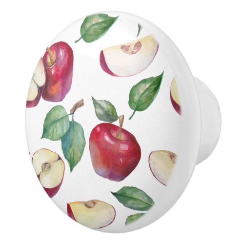 Cute Red Apple Fruit Pattern Ceramic Knob