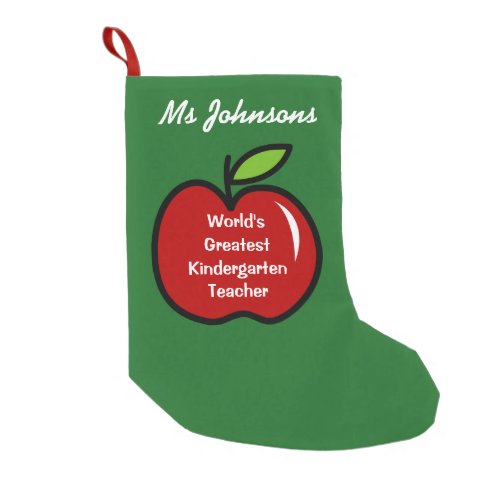 Cute red apple kindergarten school teacher custom small christmas stocking