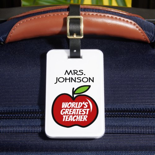 Cute red apple luggage tag gift for school teacher