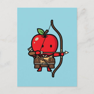 Cute Red Apple Samurai Archer Yumi Bow Postcard