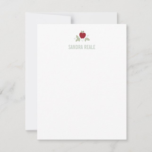Cute Red Apple Teacher Personalized Invitation (Front)