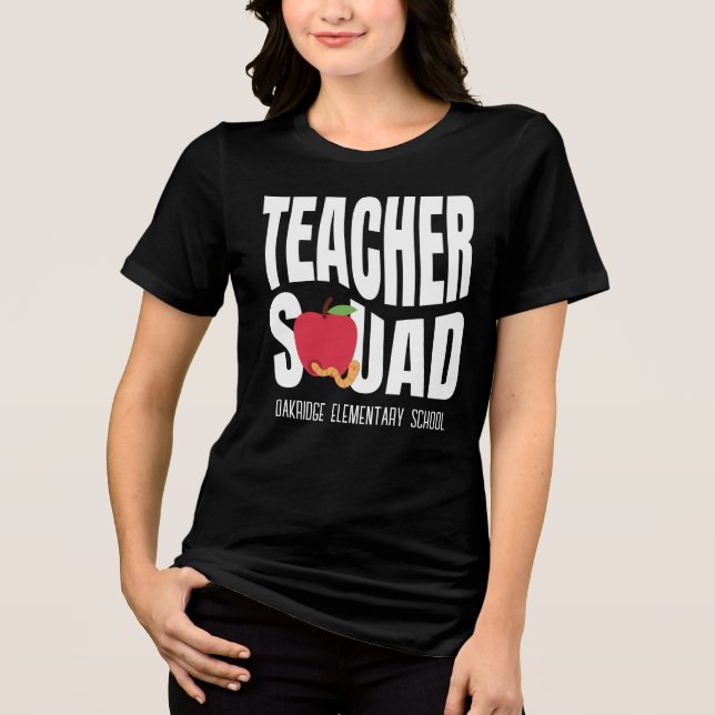 Cute Red Apple Teacher Squad Tri-Blend Shirt (Front)