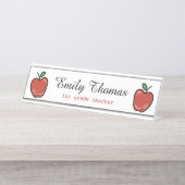 Cute Red Apples Class Teacher Desk Name Plate | Zazzle