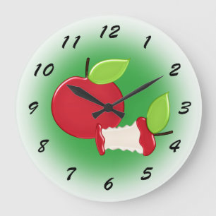 Cute Red Apples Kitchen Large Clock