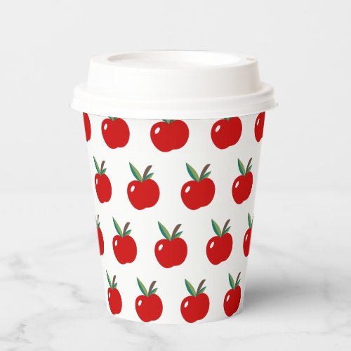 Cute Red Apples Pattern on White Background Paper Cups