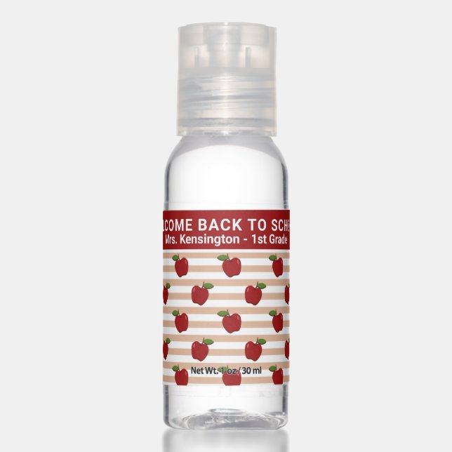 Cute Red Apples Pattern Welcome Back to School Hand Sanitizer (Front)