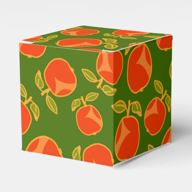 Cute Red Apples Wrapping Paper Favor Boxes (Front Side)