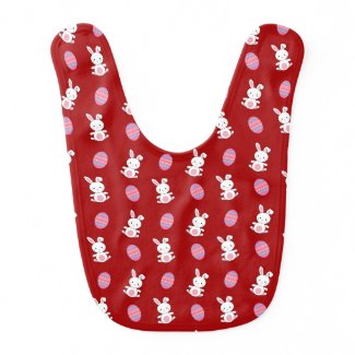 Cute red baby bunny easter pattern bib