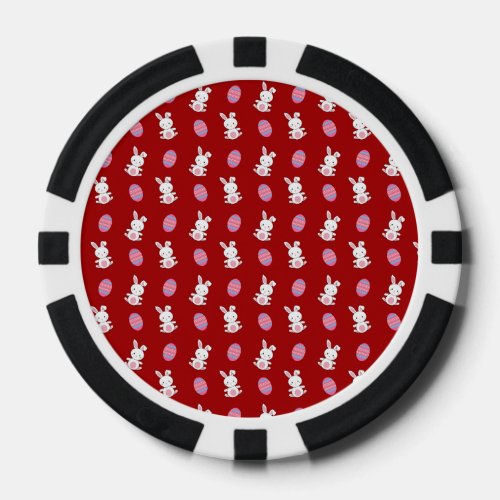 Cute red baby bunny easter pattern poker chips