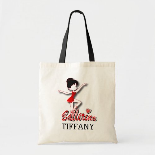 Cute Red Ballerina Girl  Ballet Dancer Tote Bag