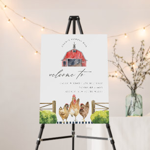 Cute Red Barn Chicken Farm Kids Birthday Welcome Foam Board