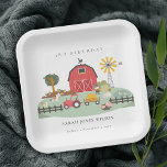 Cute Red Barnyard Farm Animal Any Age Birthday Paper Plates<br><div class="desc">For any further customisation or any other matching items,  please feel free to contact me at yellowfebstudio@gmail.com</div>