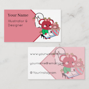 Cute Red Bear Juice Box Ghost & Sweet Dessert Business Card