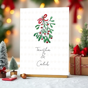 Cute Red Berries Mistletoe Holiday Card